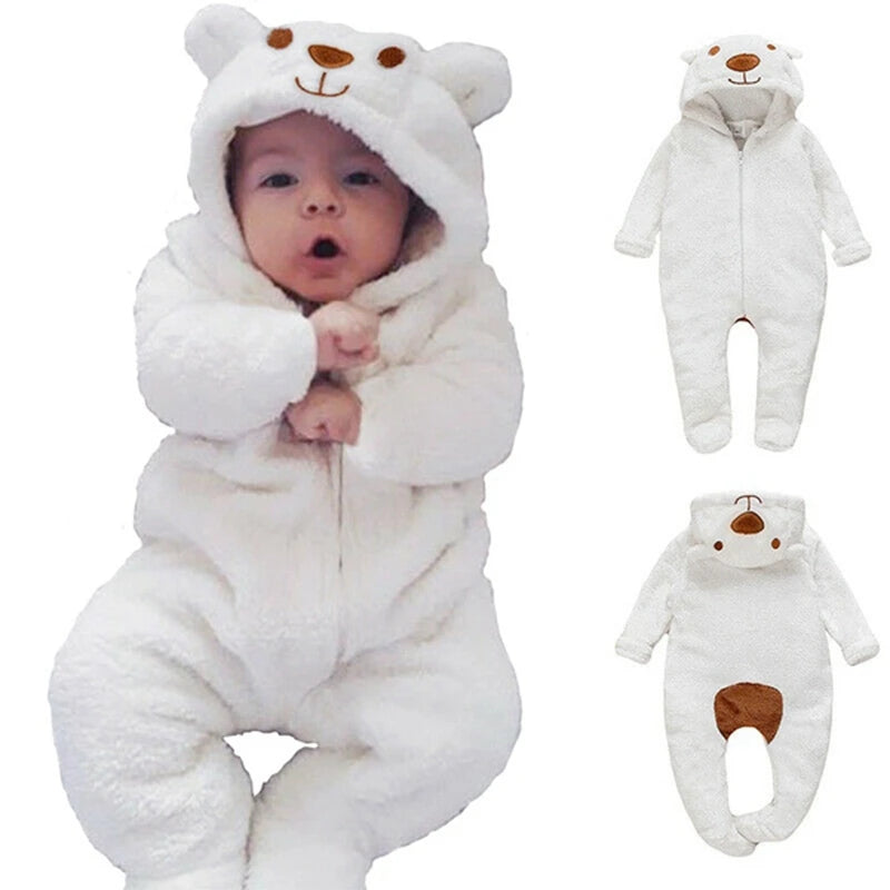 Newborn Baby Bear Hooded Romper Jumpsuit